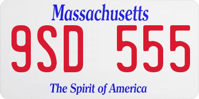 MA license plate 9SD555