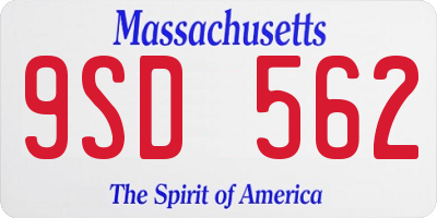 MA license plate 9SD562