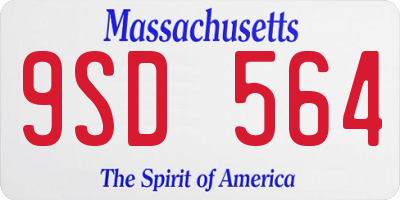 MA license plate 9SD564