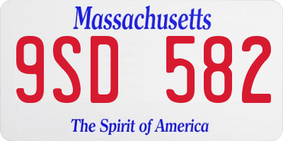 MA license plate 9SD582
