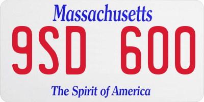 MA license plate 9SD600