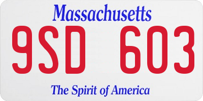MA license plate 9SD603