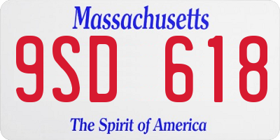 MA license plate 9SD618