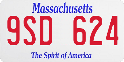 MA license plate 9SD624