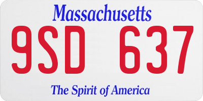 MA license plate 9SD637