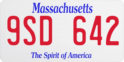 MA license plate 9SD642