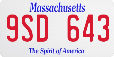 MA license plate 9SD643