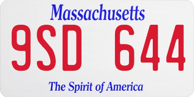 MA license plate 9SD644