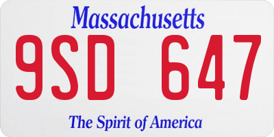 MA license plate 9SD647