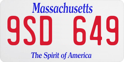MA license plate 9SD649