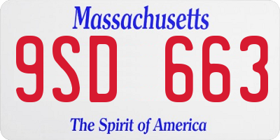 MA license plate 9SD663