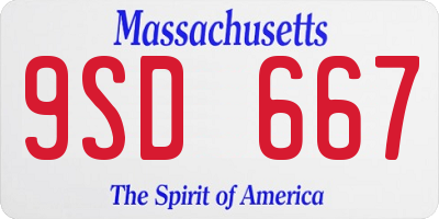 MA license plate 9SD667