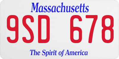 MA license plate 9SD678
