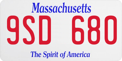 MA license plate 9SD680