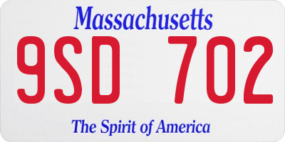 MA license plate 9SD702