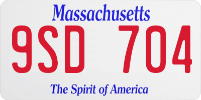 MA license plate 9SD704