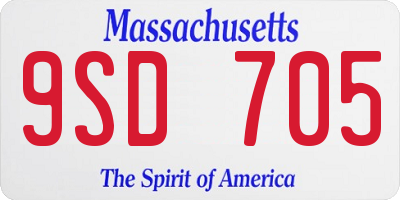 MA license plate 9SD705
