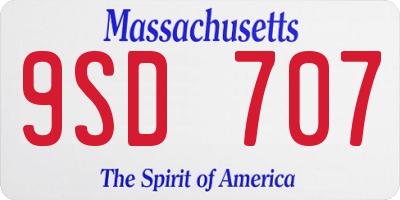 MA license plate 9SD707