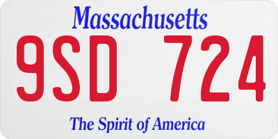 MA license plate 9SD724