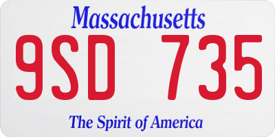 MA license plate 9SD735