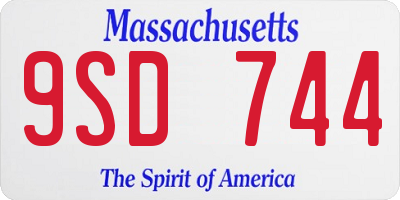 MA license plate 9SD744