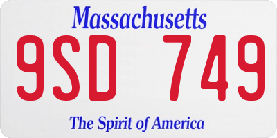 MA license plate 9SD749