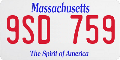 MA license plate 9SD759