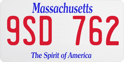 MA license plate 9SD762
