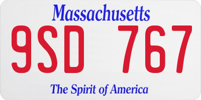 MA license plate 9SD767