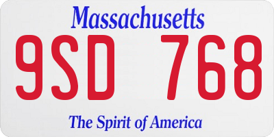 MA license plate 9SD768