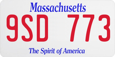 MA license plate 9SD773
