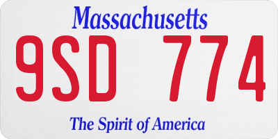 MA license plate 9SD774