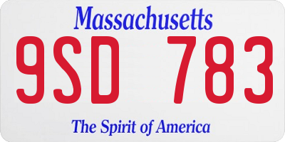 MA license plate 9SD783