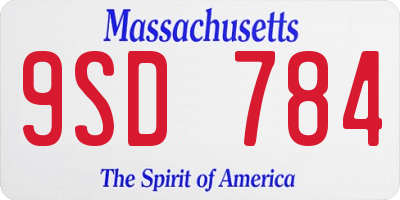 MA license plate 9SD784