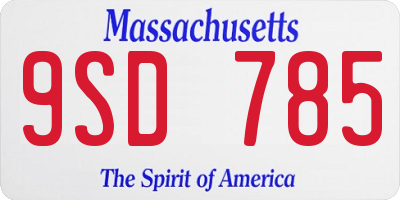 MA license plate 9SD785