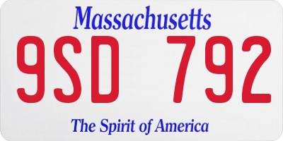 MA license plate 9SD792