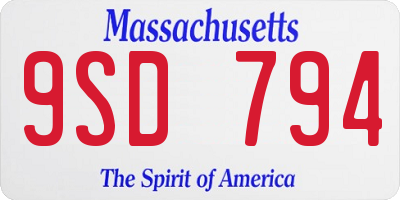 MA license plate 9SD794
