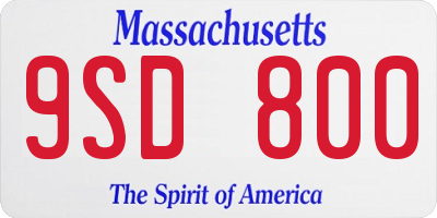 MA license plate 9SD800