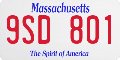 MA license plate 9SD801