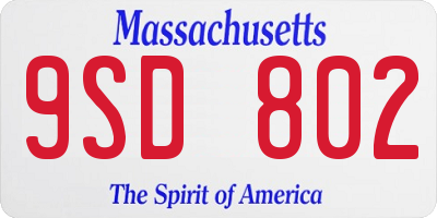 MA license plate 9SD802