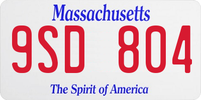 MA license plate 9SD804