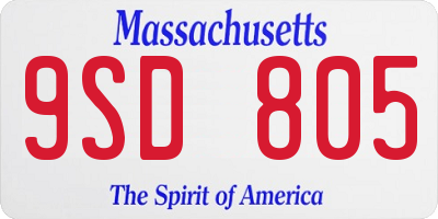 MA license plate 9SD805