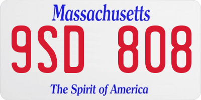 MA license plate 9SD808
