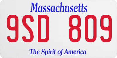 MA license plate 9SD809