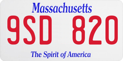 MA license plate 9SD820