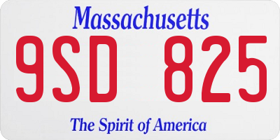 MA license plate 9SD825