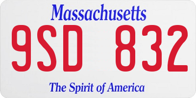 MA license plate 9SD832