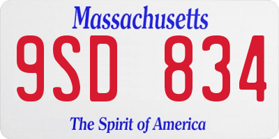 MA license plate 9SD834