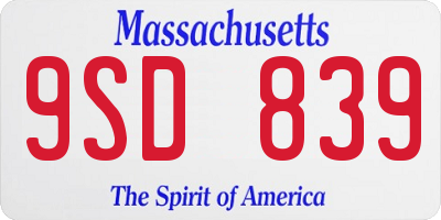 MA license plate 9SD839