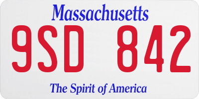 MA license plate 9SD842